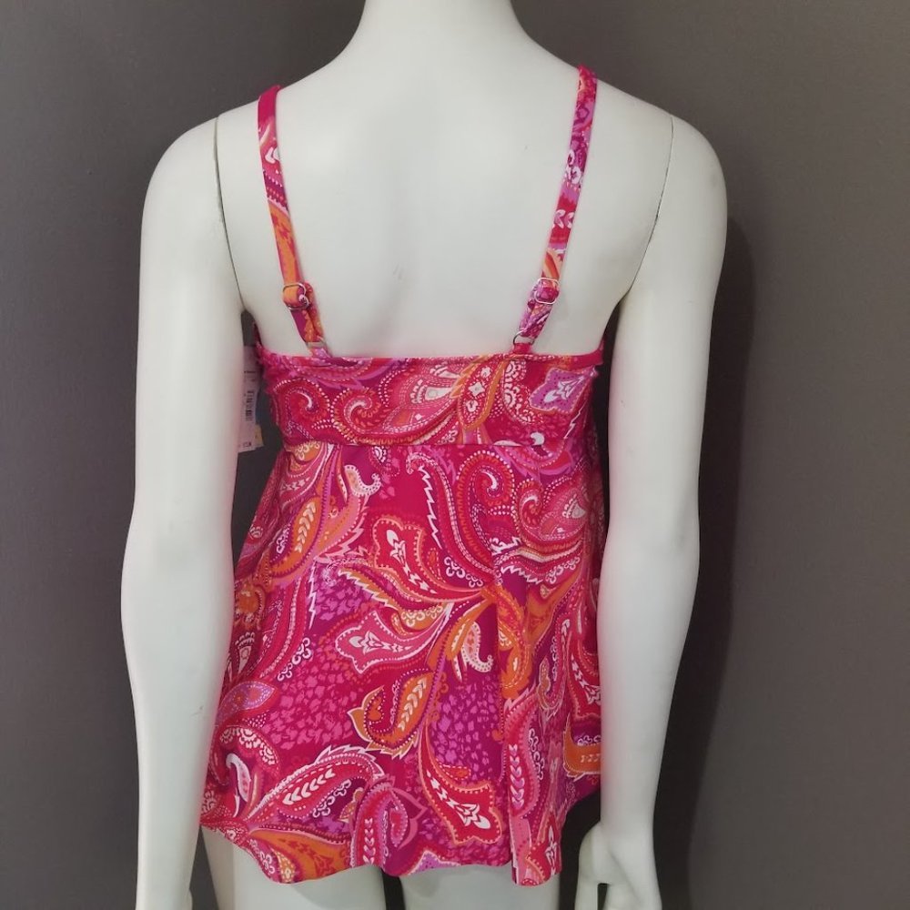 Swim Solutions Printed Underwire Tankini Top Size 10 - Picture 4 of 9